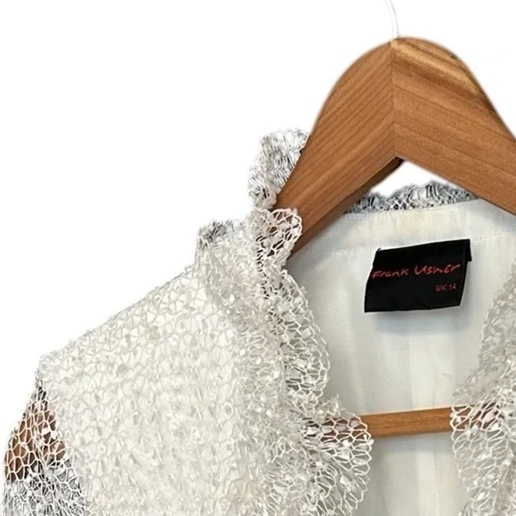 Frank Usher size 12 sequin lace effect blazer NWOT shoulder pads! Fits smaller!! - Picture 8 of 16